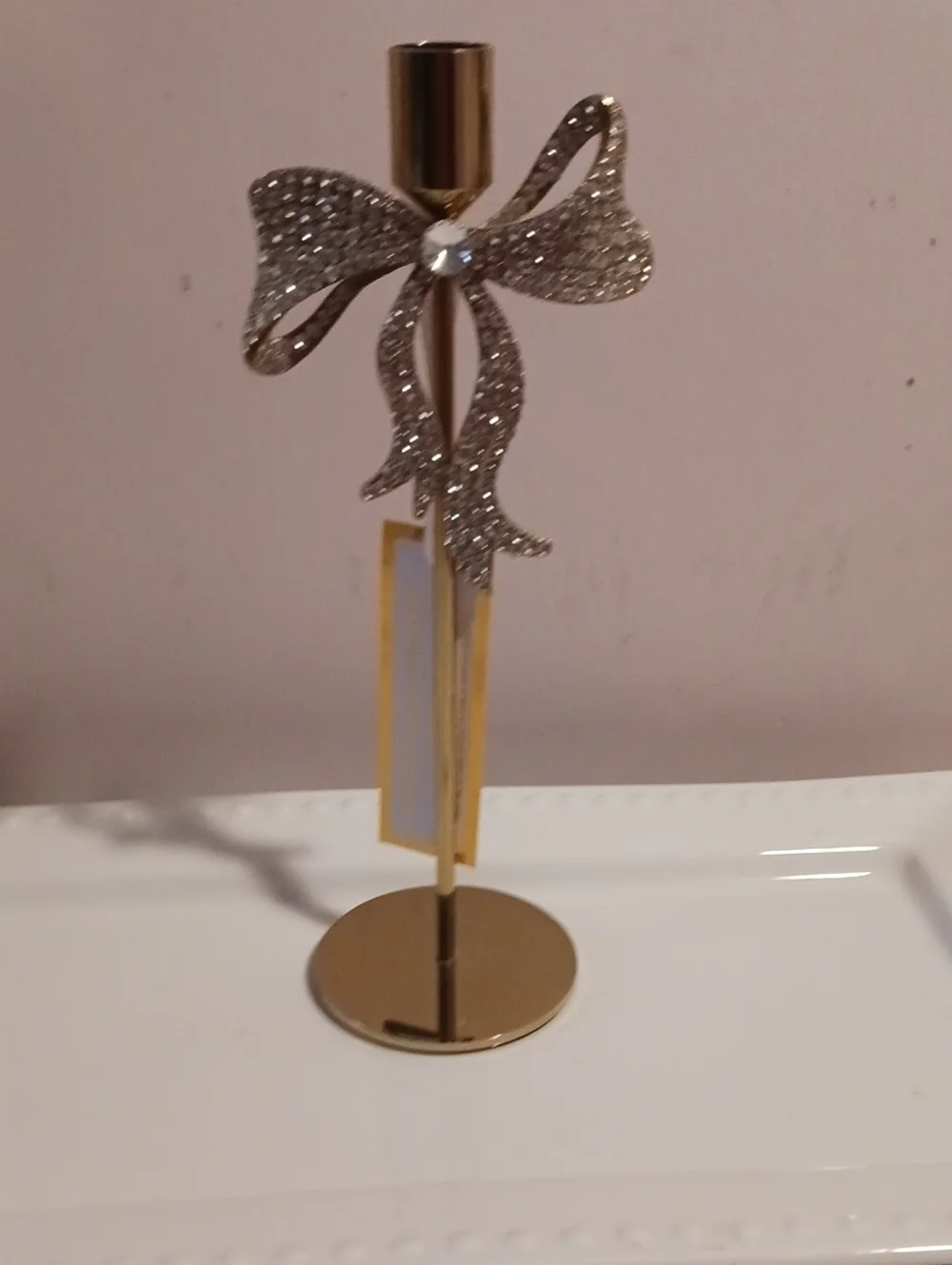 Gorgeous cupcakes & cashmere Gold Candle Holder with Rhinestone Bow Accent🎀⚜️🎀